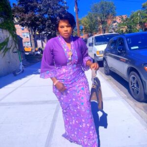 Elegant Purple Floral Ankara Gown