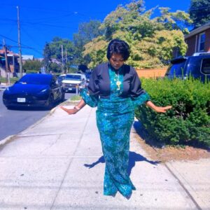 Elegant Green Floral Ankara Gown
