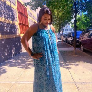 Blue Sleeveless Ankara Maxi Dress