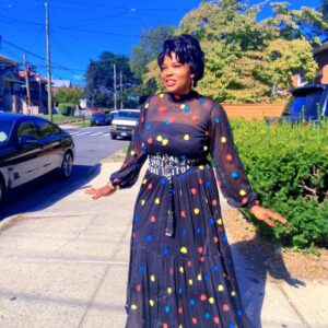 Black Sheer Maxi Dress with Colorful Polka Dots