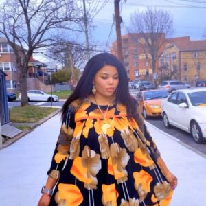 Golden Bloom Flow Dress